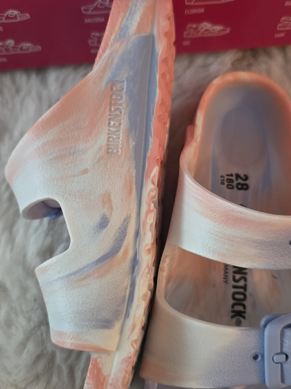 Birkenstock Kids Arizona EVA Sandals in Pastel Blue and Peach